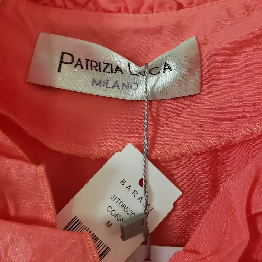 Patrizia Luca Coral Buttondown Blouse w Ruffles Size Medium - Picture 6 of 7